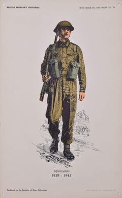 Vintage Infantryman British Army Institute of Army Education WW2 uniform lithograph