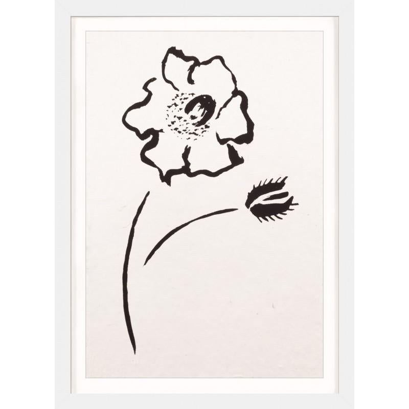 Unknown Print - Ink Floral, No. 4, silkscreen, handmade paper, framed