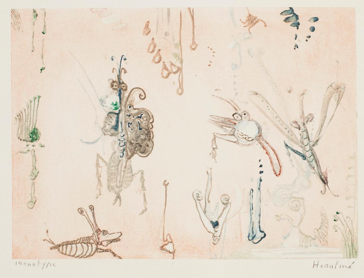 Insectes - Monotype original sur papier - fin du 20ème siècle