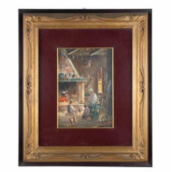 Interno della casa - Dipinto a olio di Mario Fattori - Anni '70