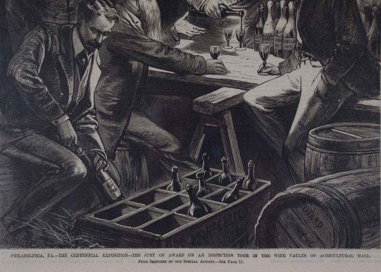 « Inspection Tour in the Wine Vaults », 1876, exposition du centenaire de Philadelphie  - Naturalisme Print par Unknown