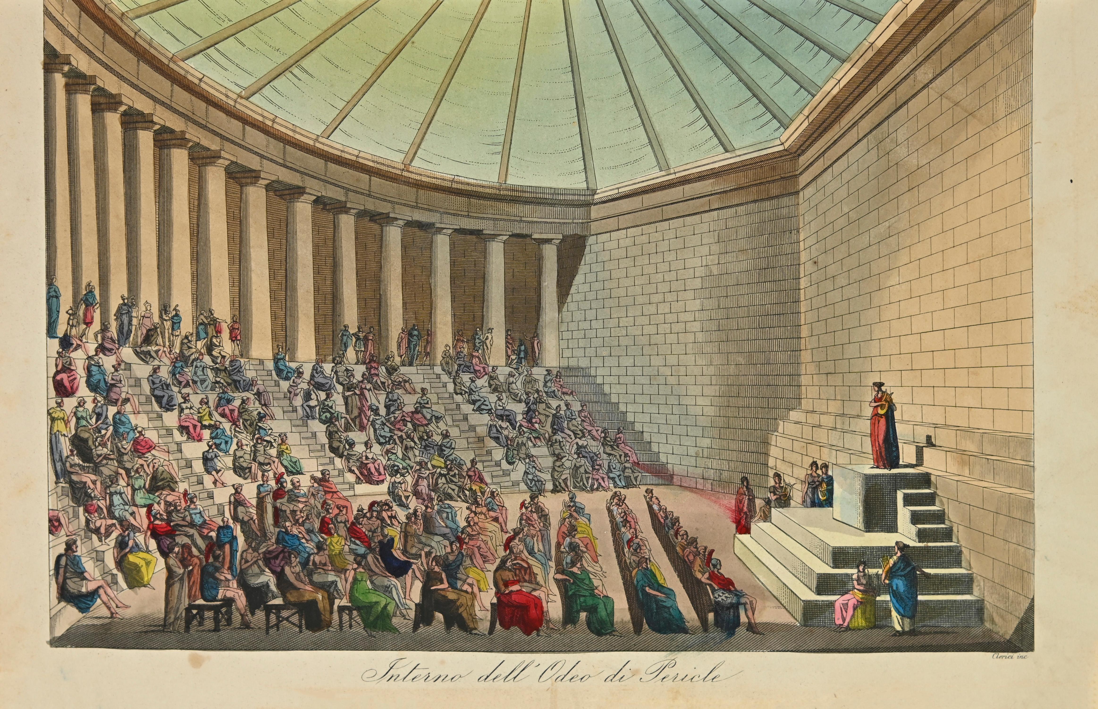 Interior of the Odeum of Pericles - Lithograph - 1862