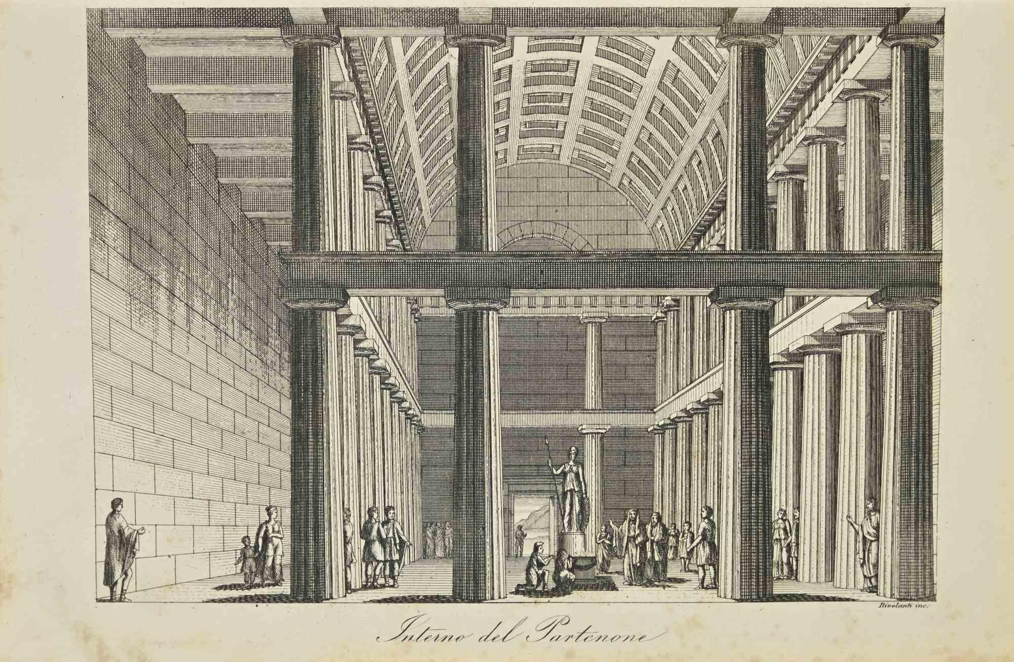 Unknown Interior Print - Interior of the Parthenon - Lithograph - 1862