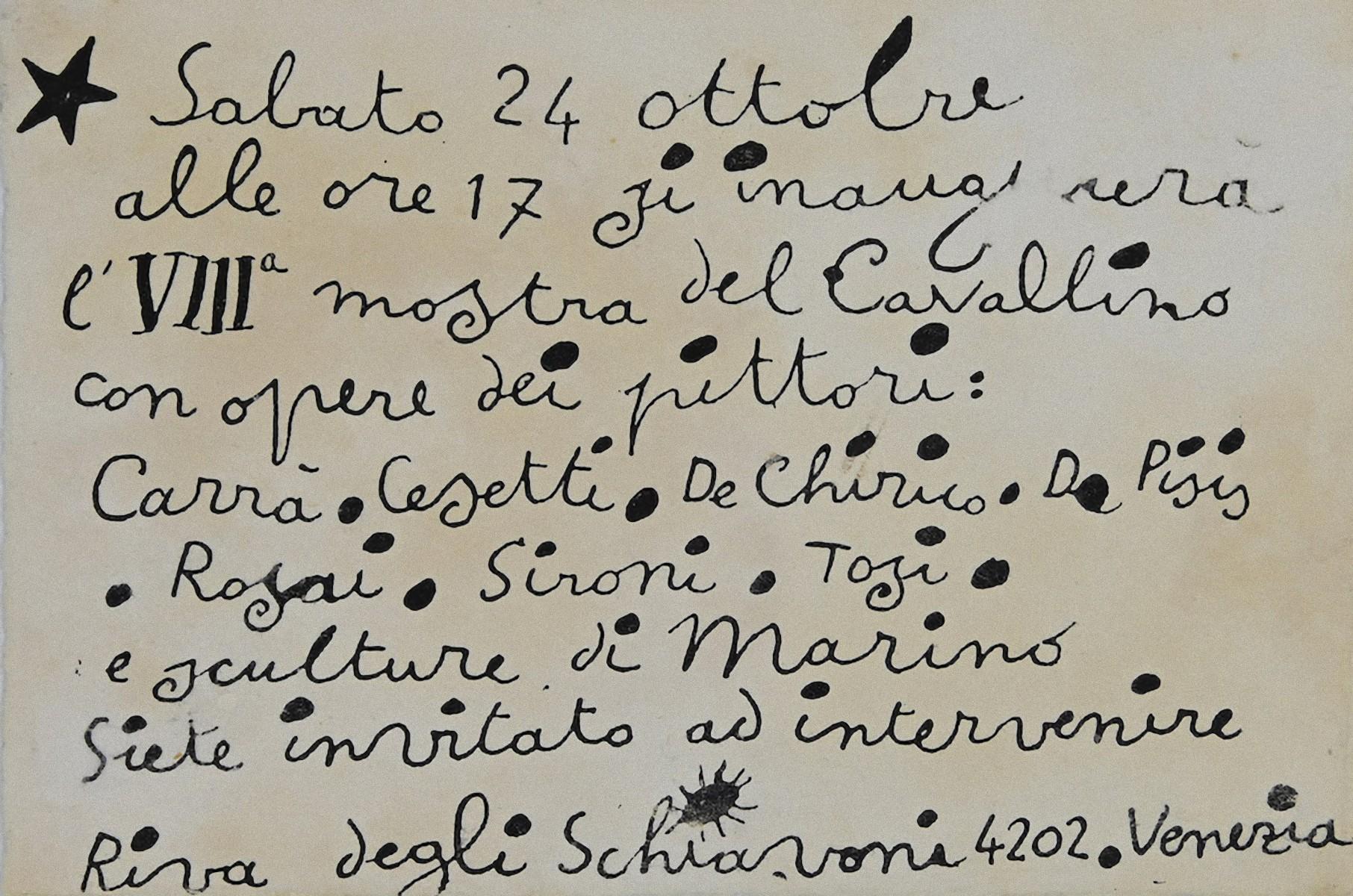 Invitation of "Mostra del Cavallino 1942" - Original Lithograph-Invitation Card - Art by Unknown