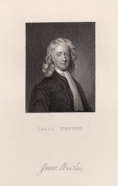Isaac Newton, physicist, scientist, 19th century portrait engraving print