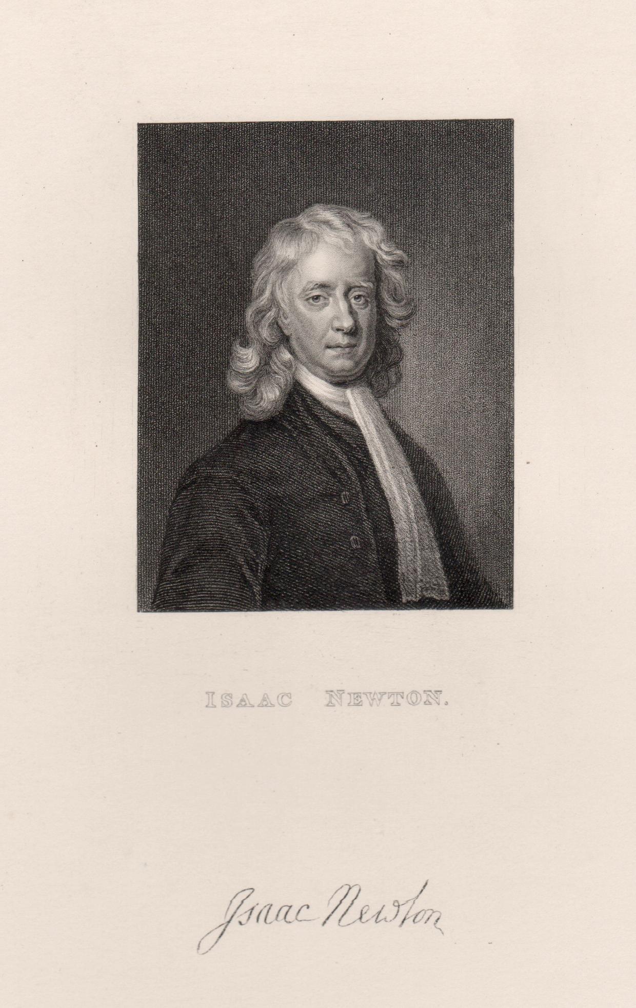 Isaac Newton, físico, científico, grabado retrato del siglo XIX
