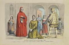 Italian Costumes of the 13th and 14th centuries - Lithograph - 1862