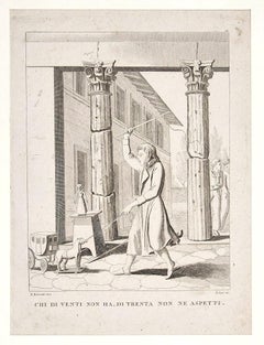 Italienisches Proverb – Original-Radierung – Ende des 19. Jahrhunderts