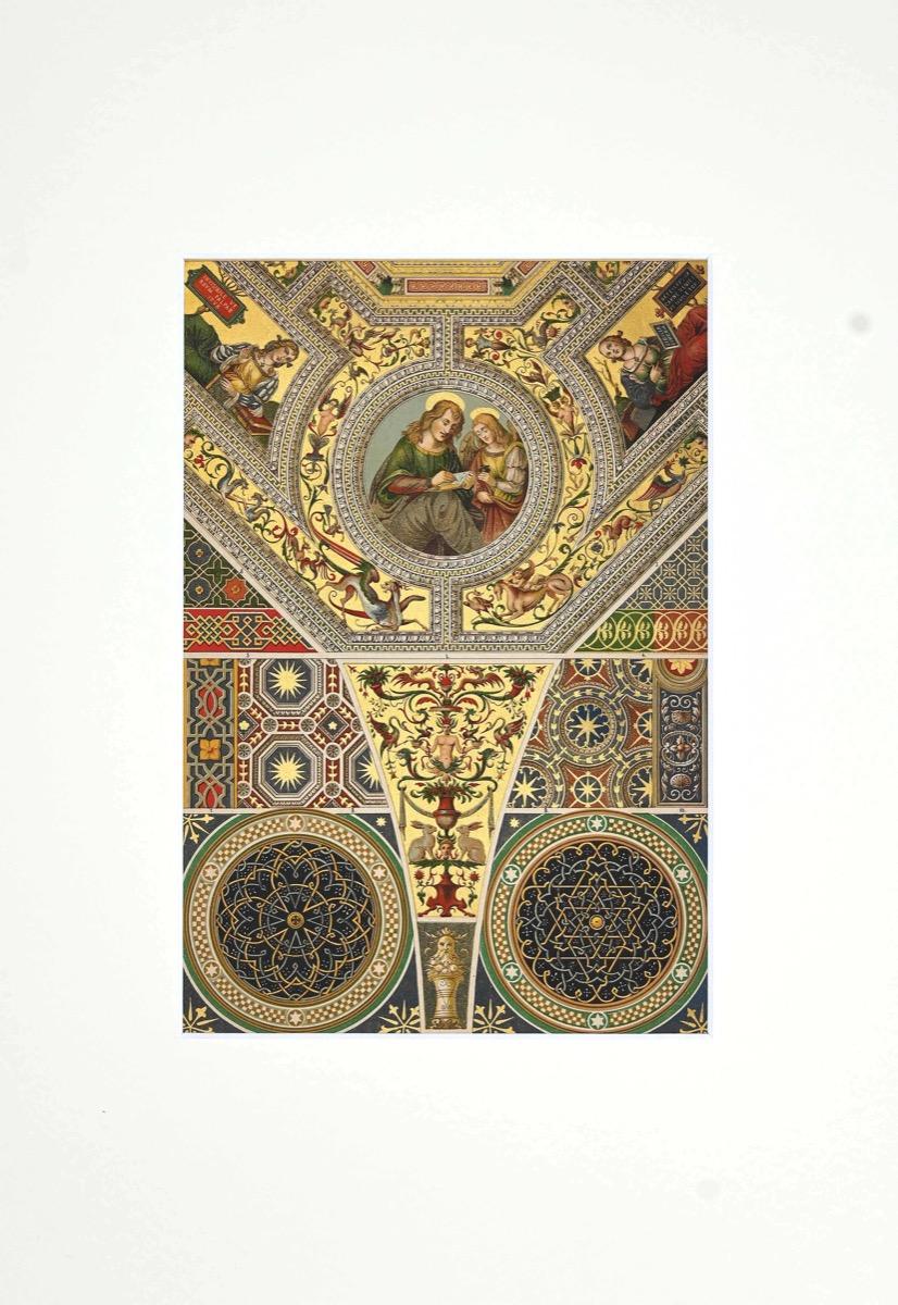Italienisches Renaissance-Muster – Vintage-Chronomolithografie – 19. Jahrhundert