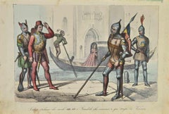 Les soldats italiens des 13e et 14e siècles - Lithographie - 1862