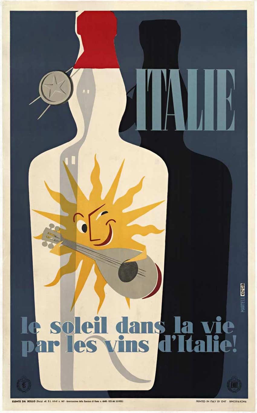 Unknown Print - Italie Le Soleil Dans la Vie par Les Vins d'Italie vintage poster