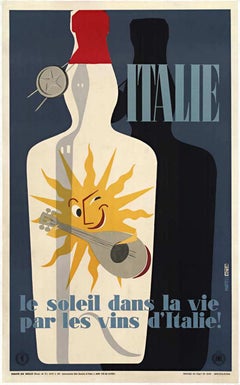 Italie Le Soleil Dans la Vie par Les Vins d'Italie vintage poster