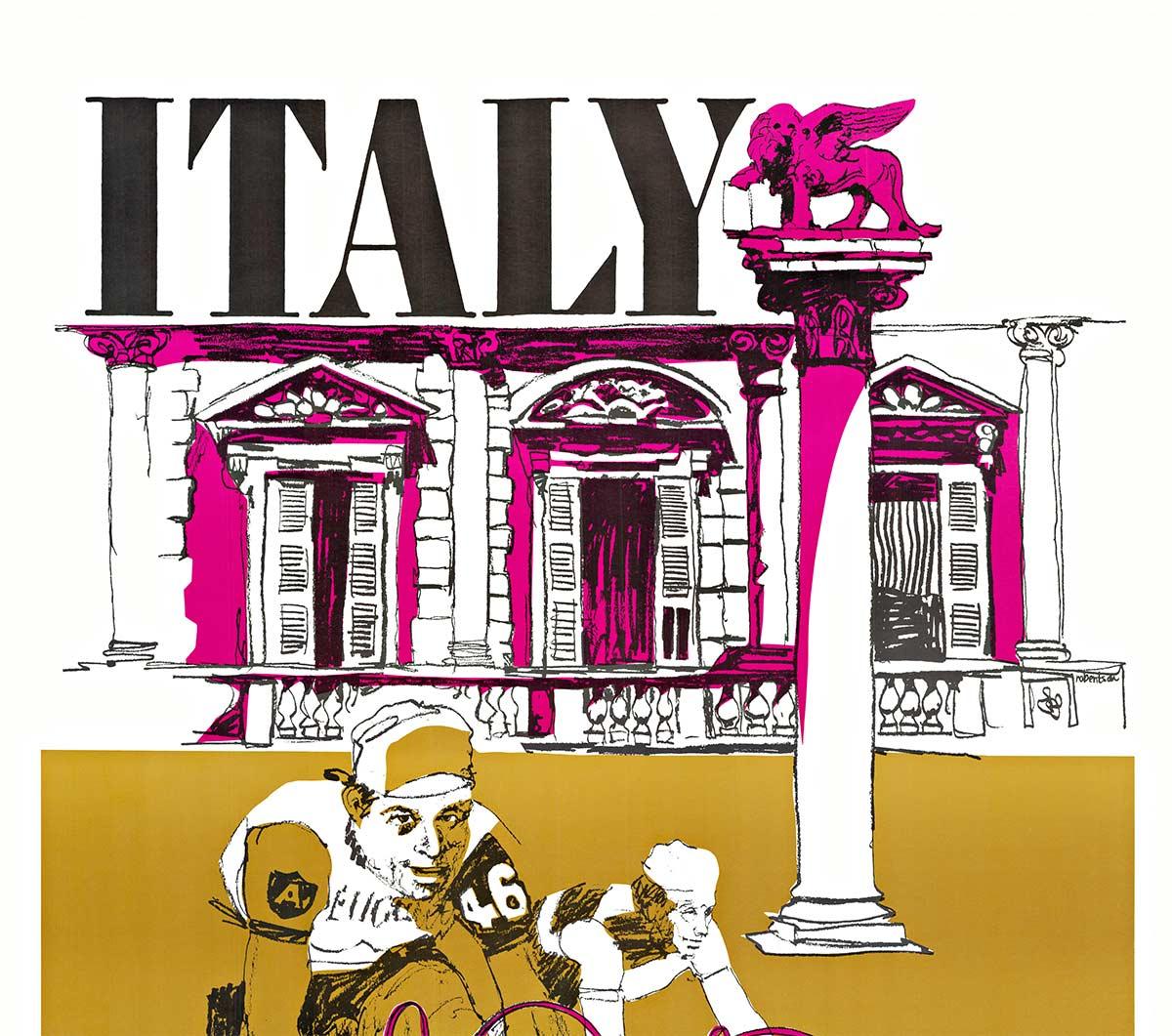 Italia - Póster de viajes por Italia en bicicleta  serigrafía - Print de Unknown
