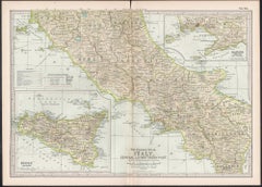 Italy, Central and Southern Part. Century Atlas antique map