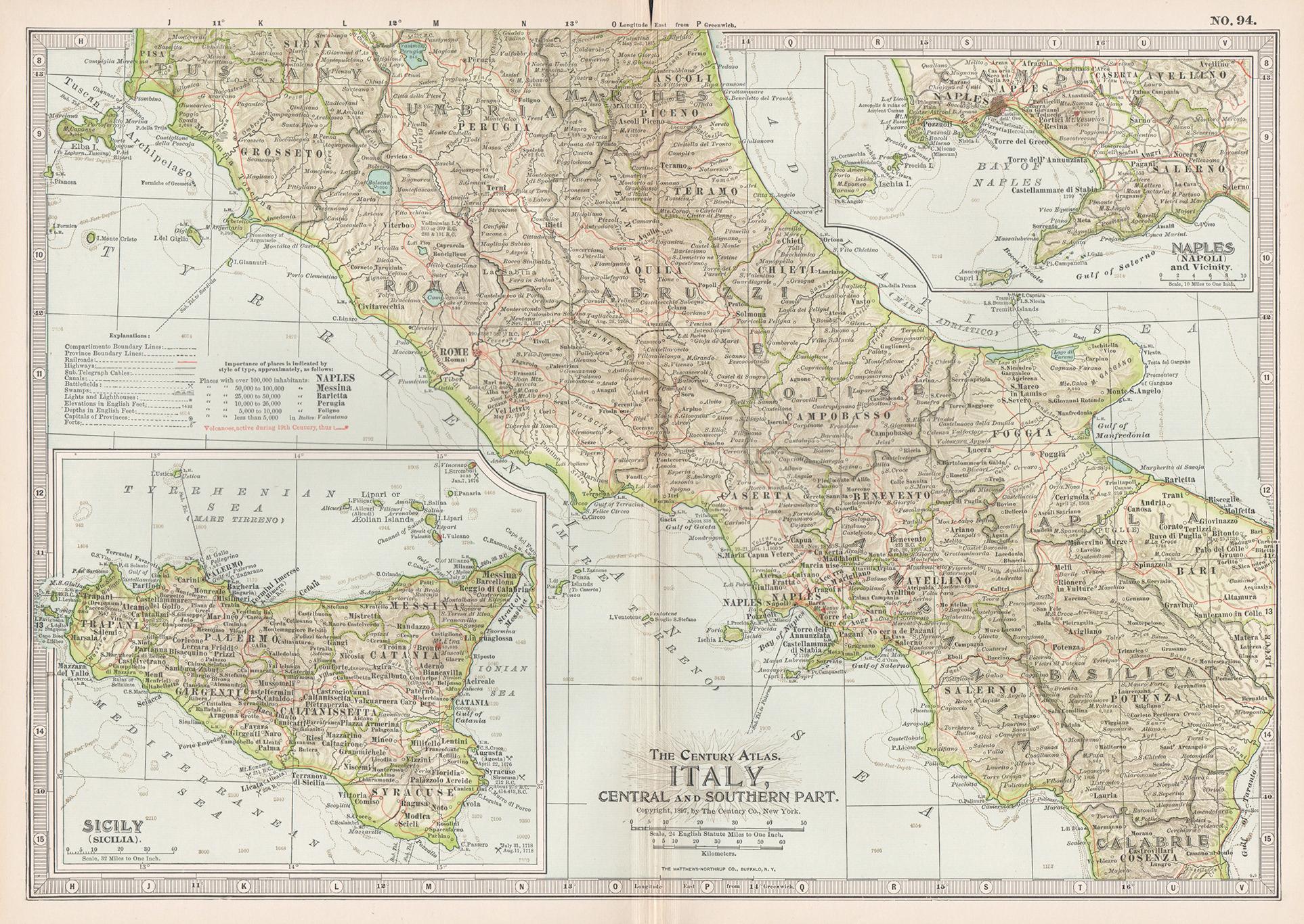 Unknown Print - Italy, Central and Southern Part. Century Atlas antique map