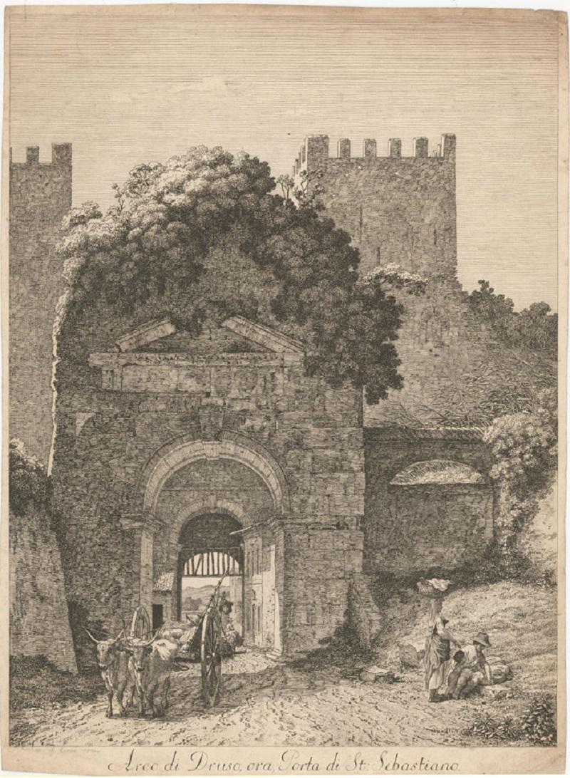 Jacob Wilhelm Mechau (1745-1808) - 1794 Etching, Arco di Druso - Print by Unknown