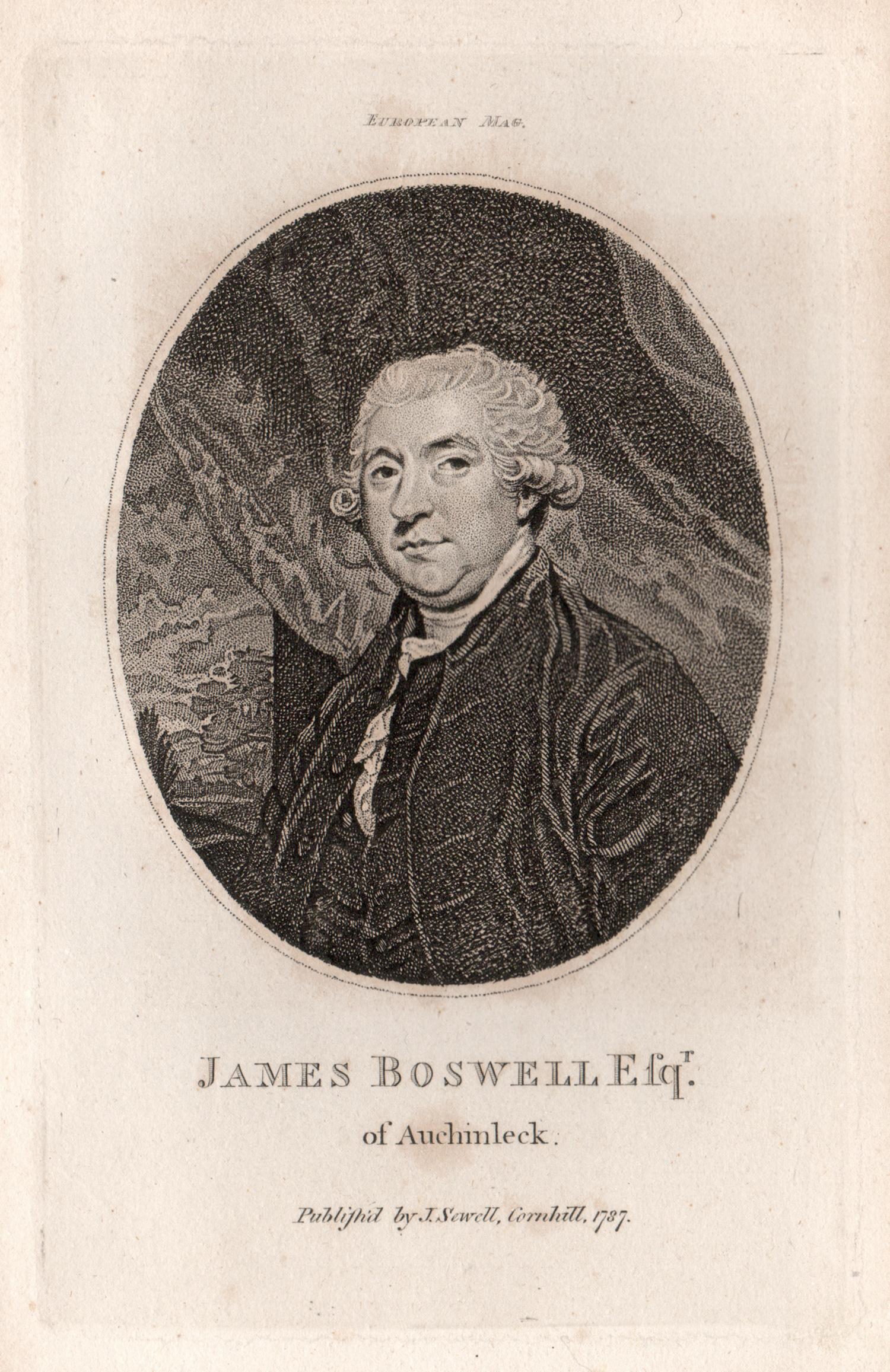 James Boswell, 9th Laird of Auchinleck, diarist, portrait engraving, 1787