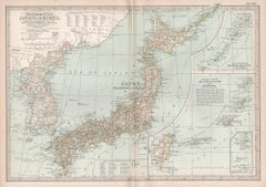 Japan and Korea. Century Atlas Antique vintage map
