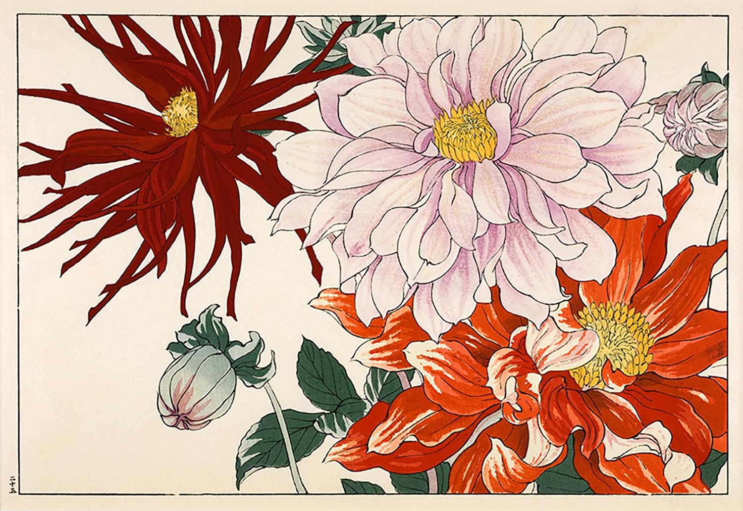 Unknown Still-Life Print - Japanese Floral Woodblock Print - 13