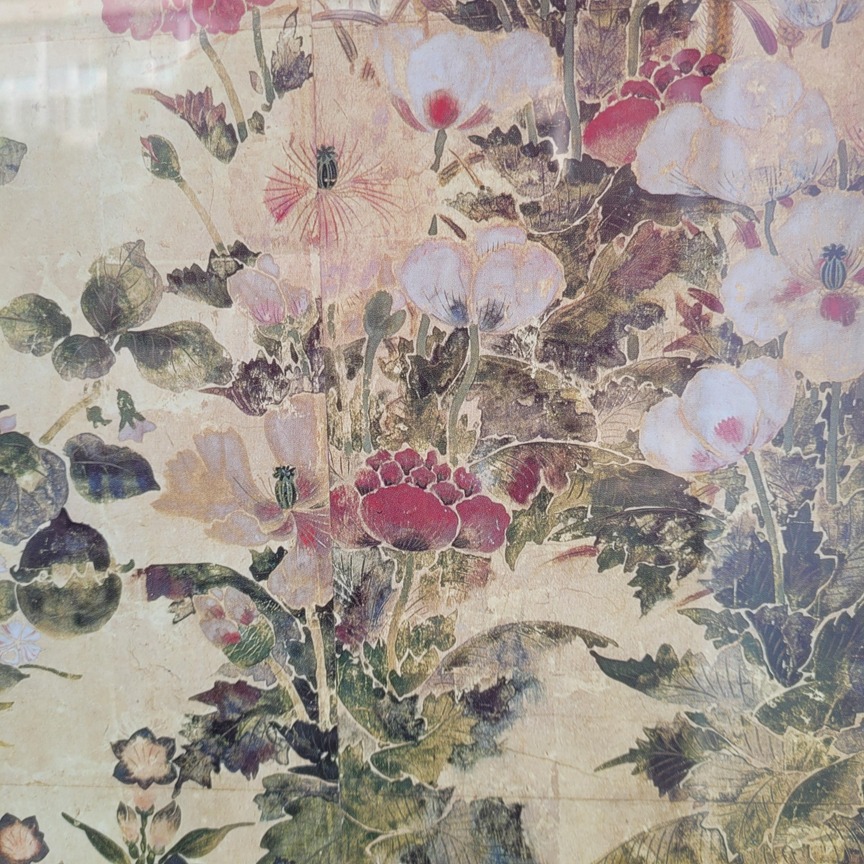 Japanese print on paper, fragment of a screen, Summer and Autumn Flowers  Tawara For Sale 5