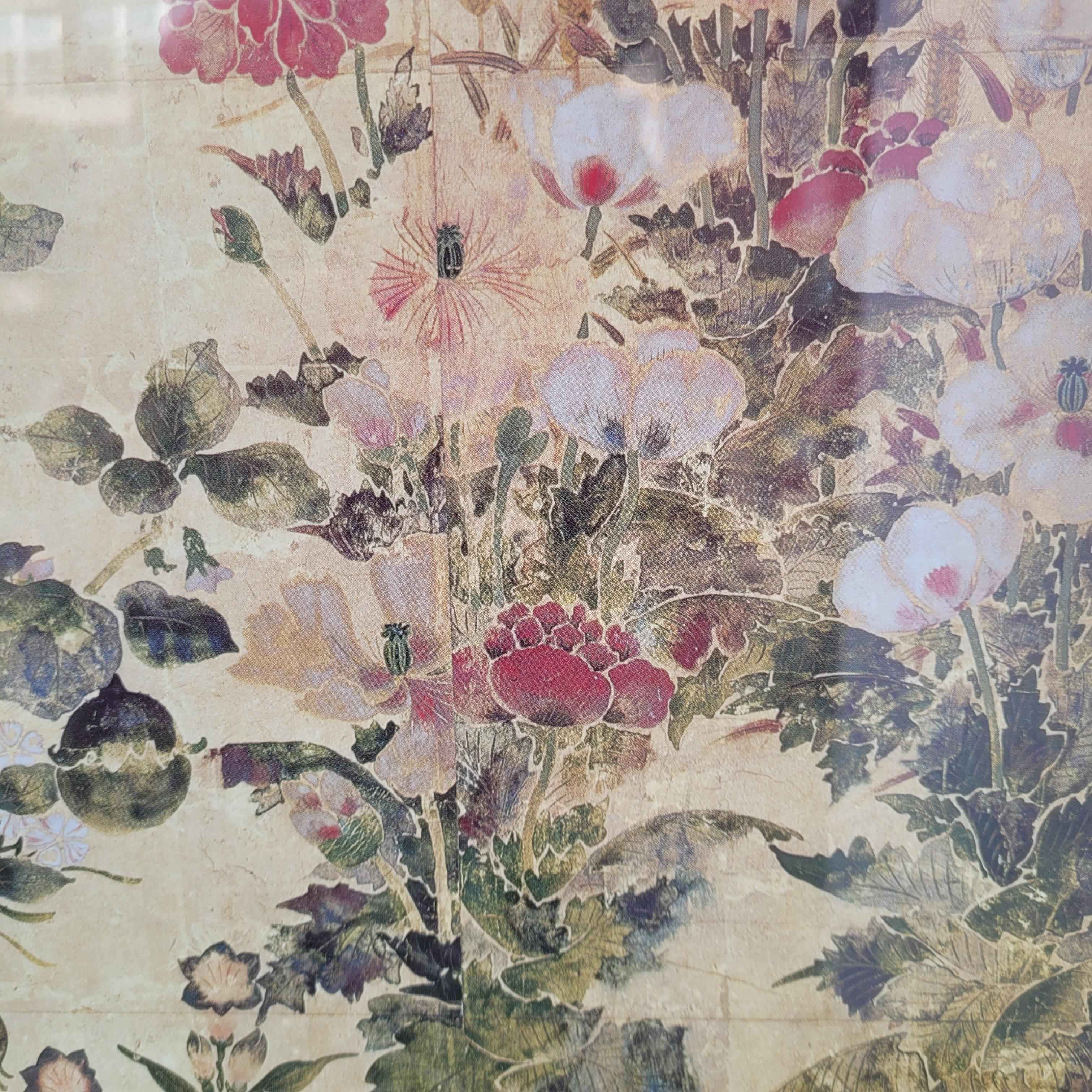 Japanese print on paper, fragment of a screen, Summer and Autumn Flowers  Tawara For Sale 6