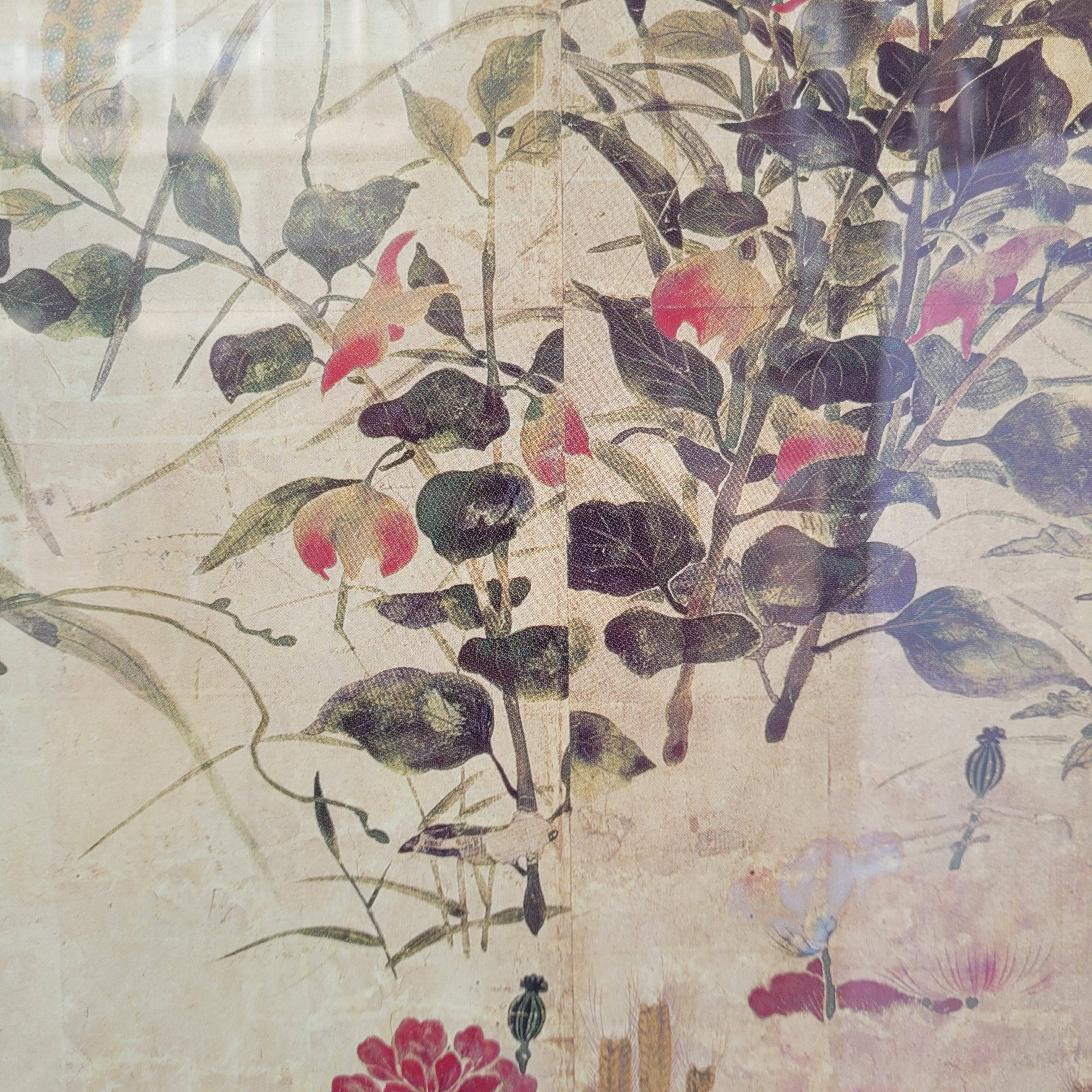 Japanese print on paper, fragment of a screen, Summer and Autumn Flowers  Tawara For Sale 7