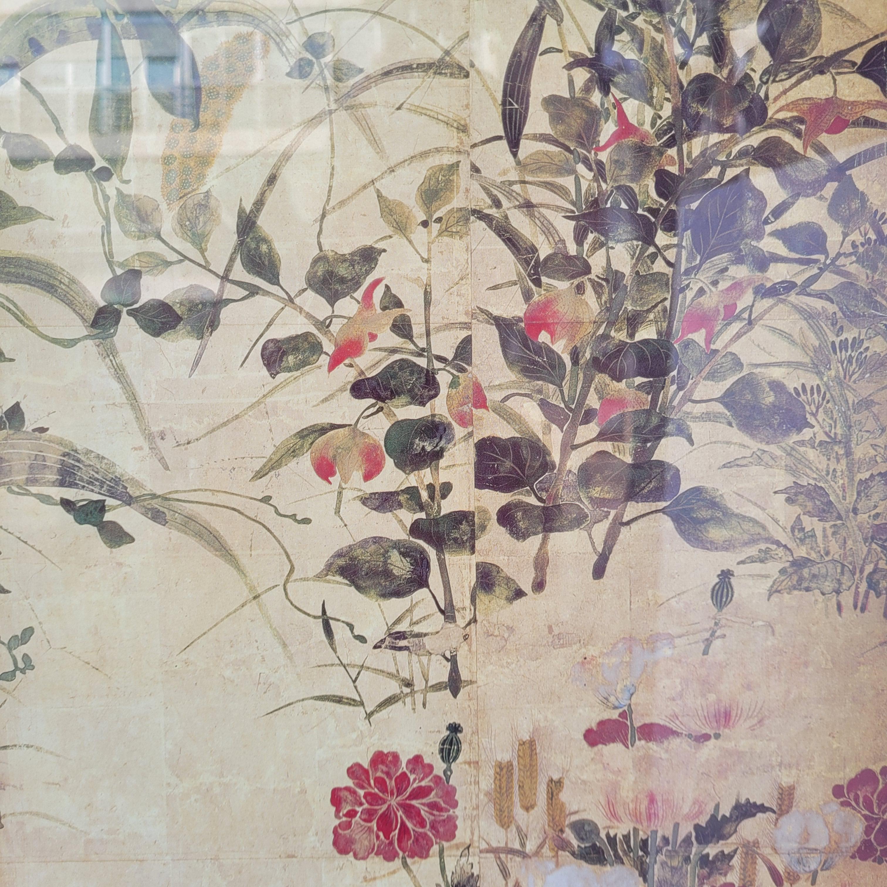 Japanese print on paper, fragment of a screen, Summer and Autumn Flowers  Tawara For Sale 9