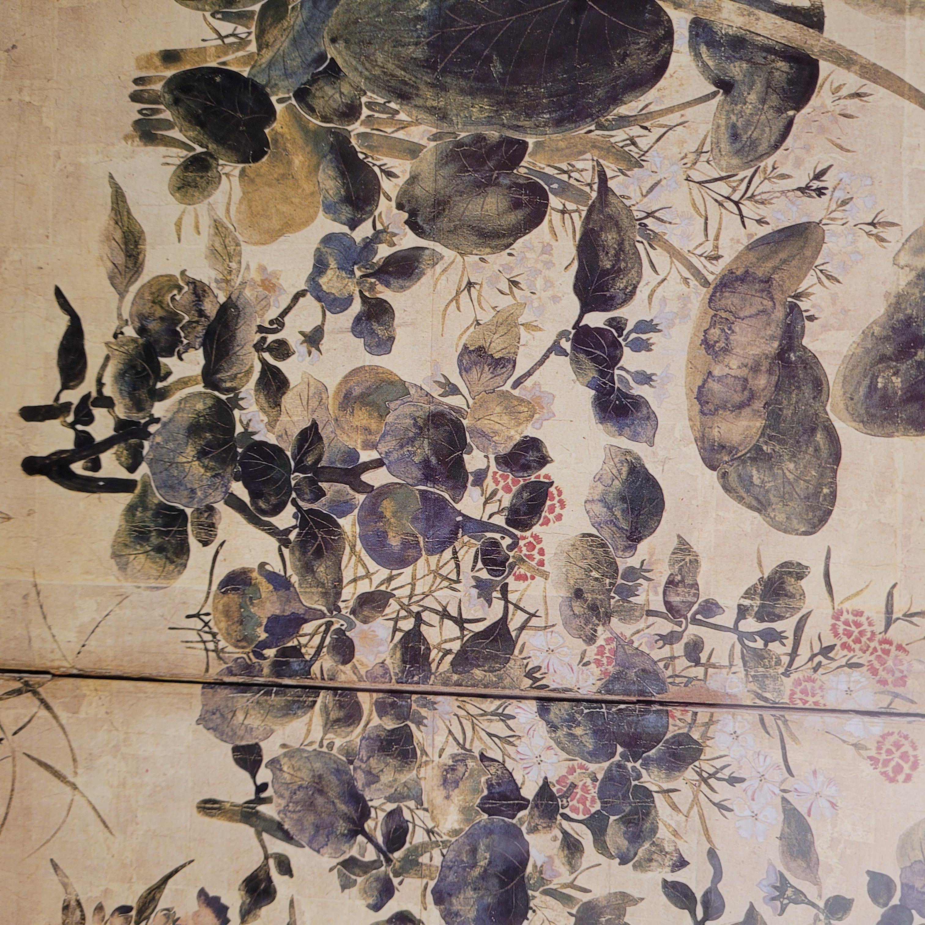 Japanese print on paper, fragment of a screen, Summer and Autumn Flowers  Tawara For Sale 14