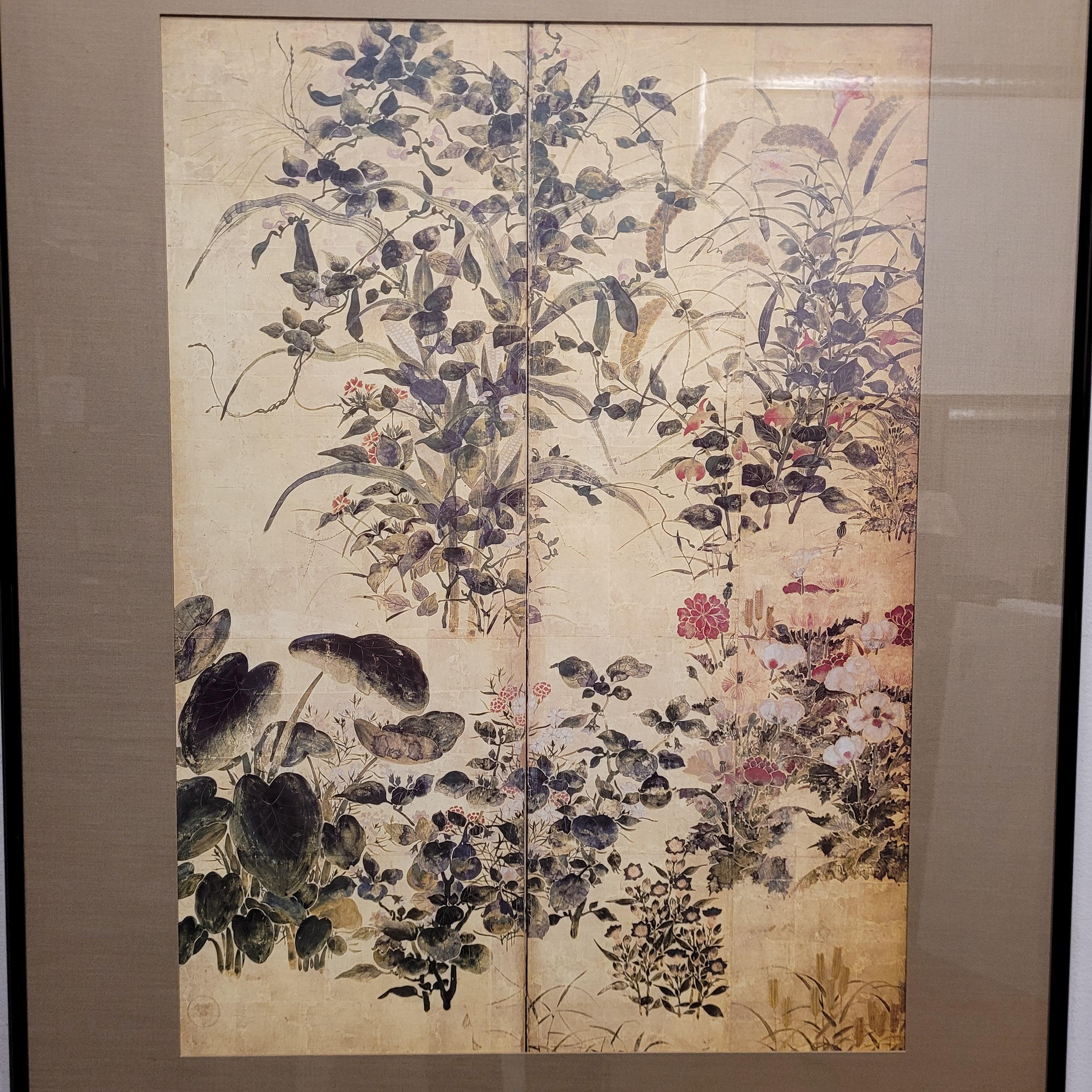 Japanese print on paper, fragment of a screen, Summer and Autumn Flowers  Tawara For Sale 15