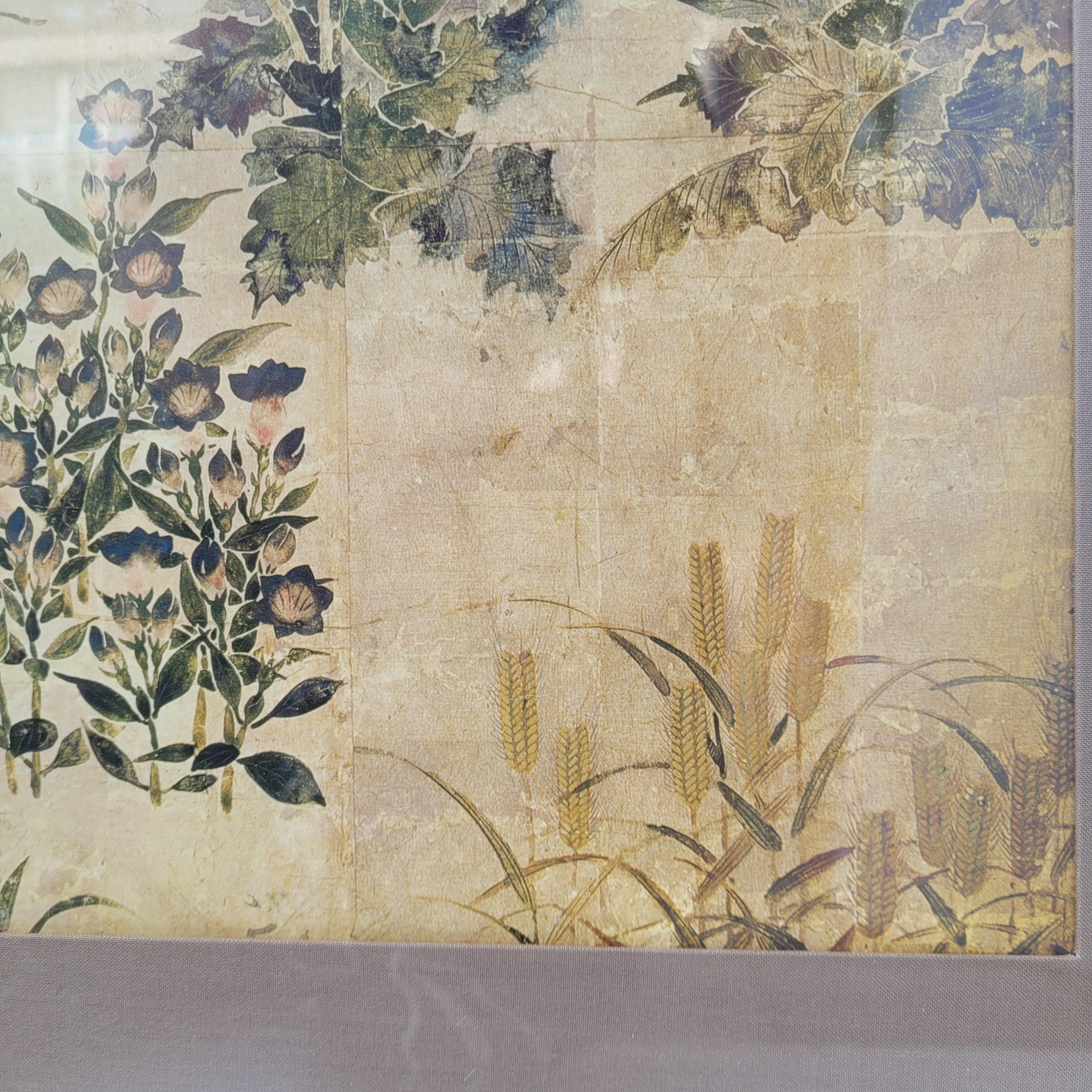 Japanese print on paper, fragment of a screen, Summer and Autumn Flowers  Tawara For Sale 4