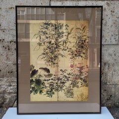 Japanese print on paper, fragment of a screen, Summer and Autumn Flowers  Tawara