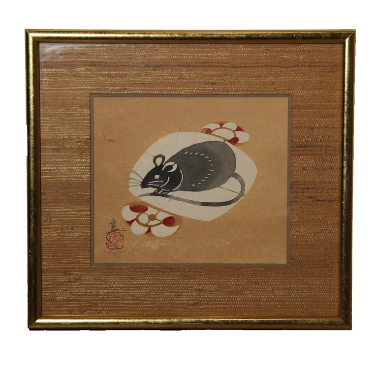 Unknown Figurative Print - Japanese Rat Woodblock Print 2/5