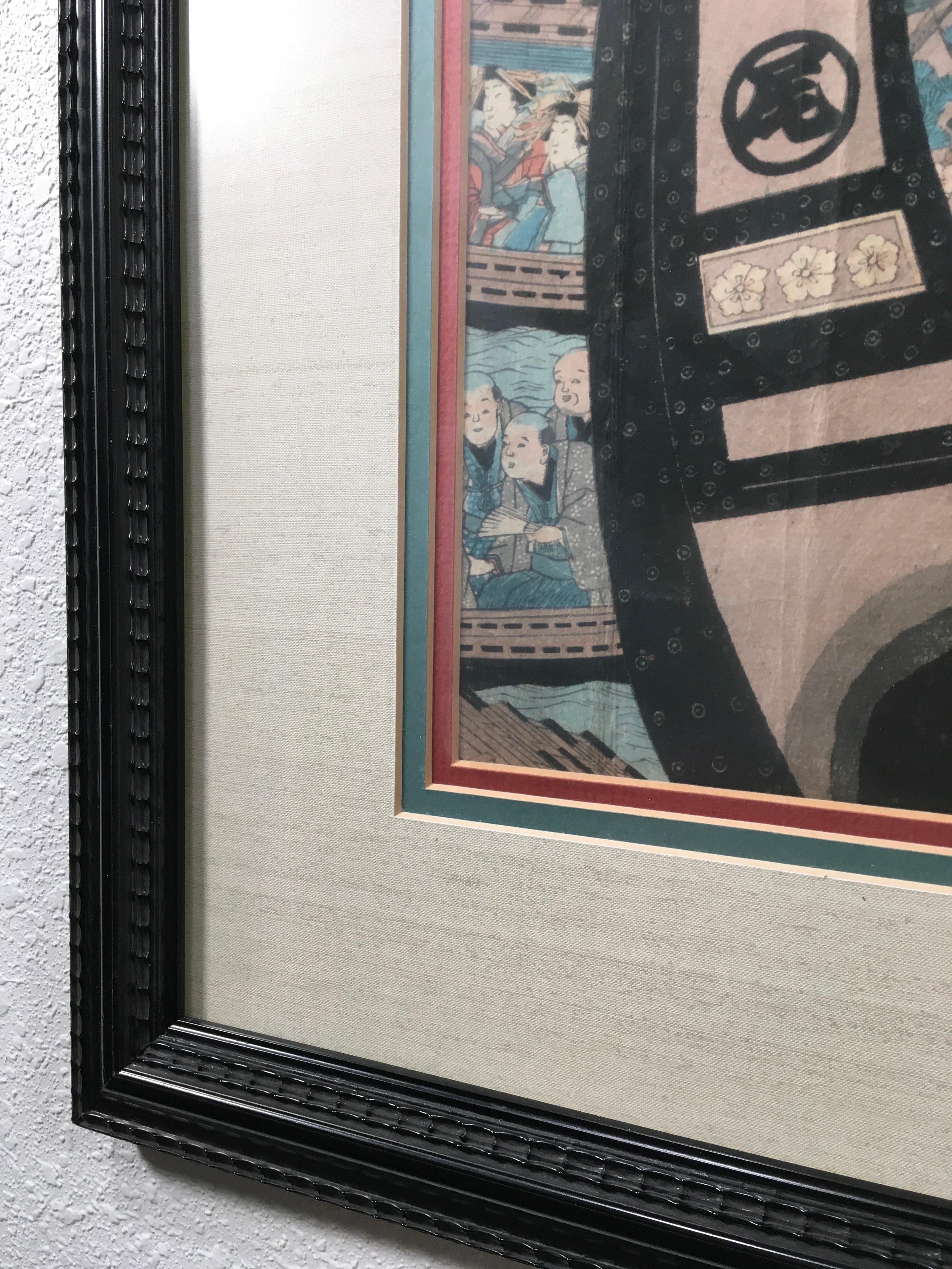 'Stampa giapponese su legno', di autore ignoto, Stampa su legno a colori su carta - Print Grigio di Unknown