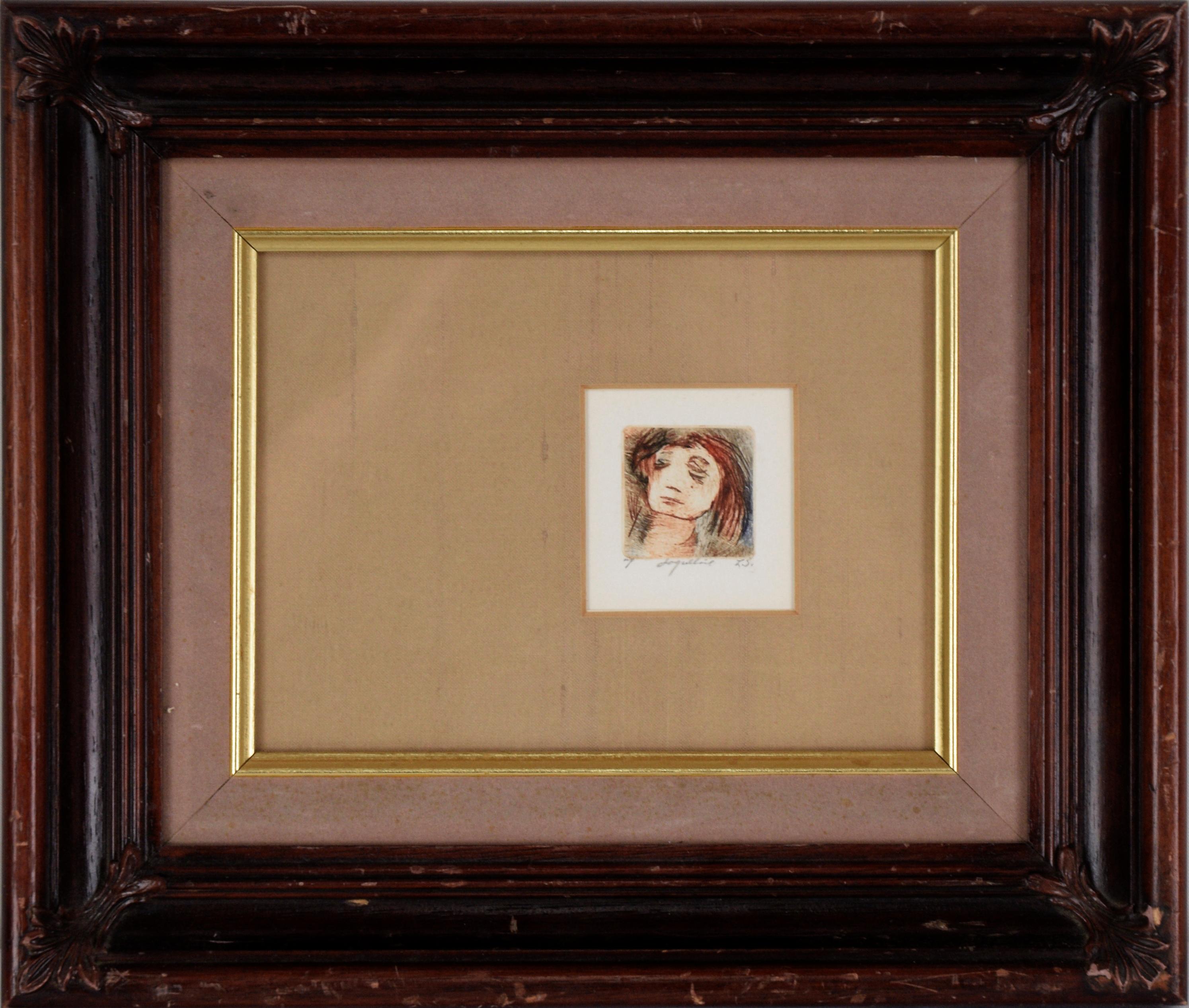 Unknown Portrait Print - "Jaqueline" Miniature Portrait - Etching on Paper (Artist's Proof)