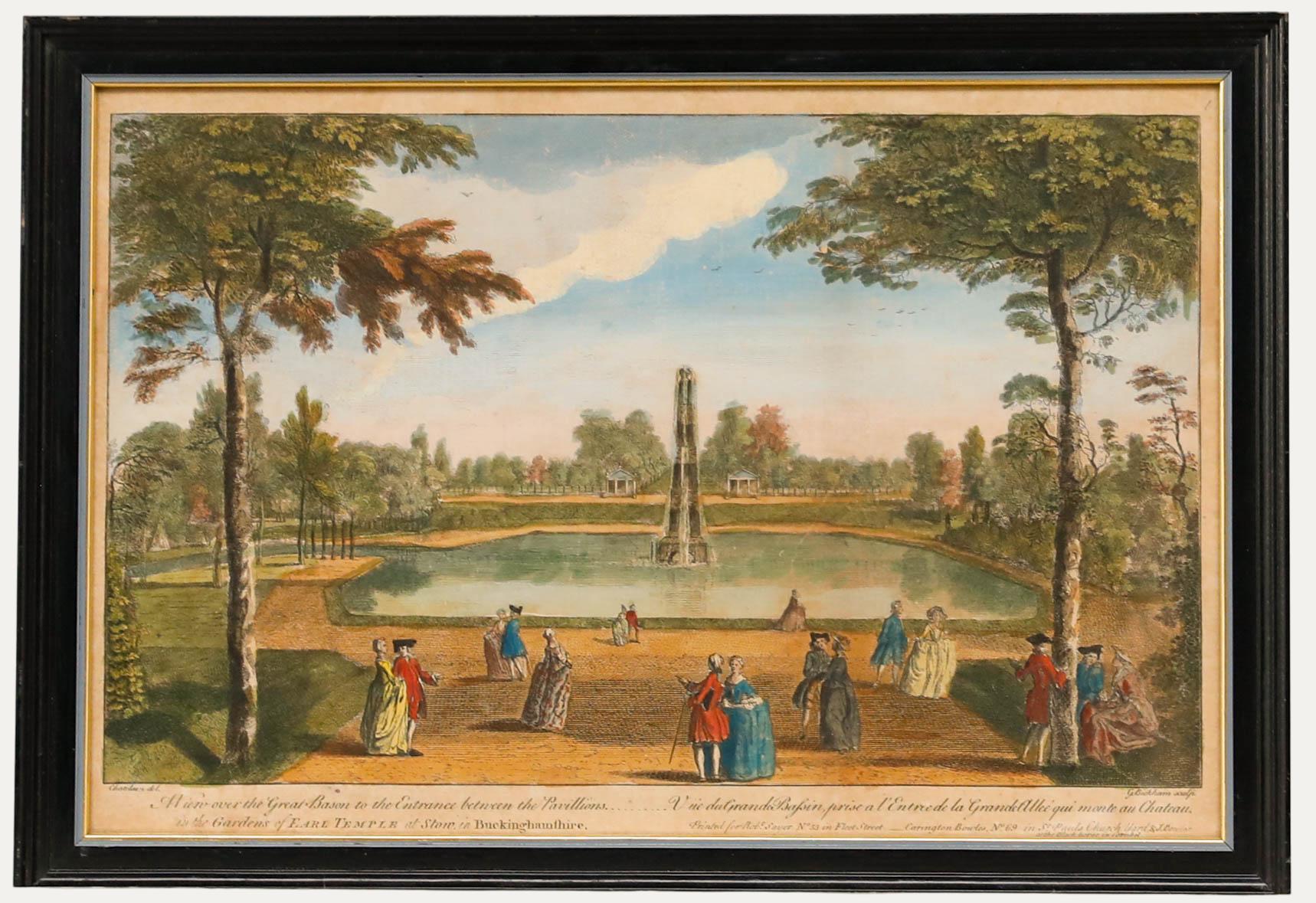 J.B.C. Chatelain after G. Bickham Jr. - Engraving, A View of the Gardens at Stow