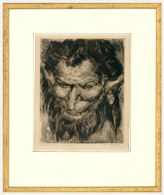 Jean Dulac (1902-1968) - Monotype du milieu du 20e siècle, Tete de Faun II