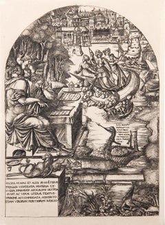 Antique Jean Duvet composant les dessins pour l'apocalypse de Saint Jean, Heliogravure