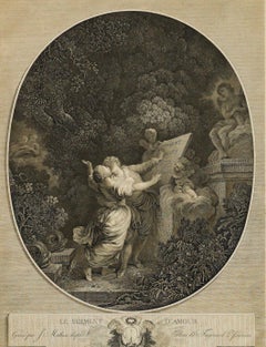 Jean Mathieu after Fragonard - 19th Century Engraving, Le Serment d'Amour
