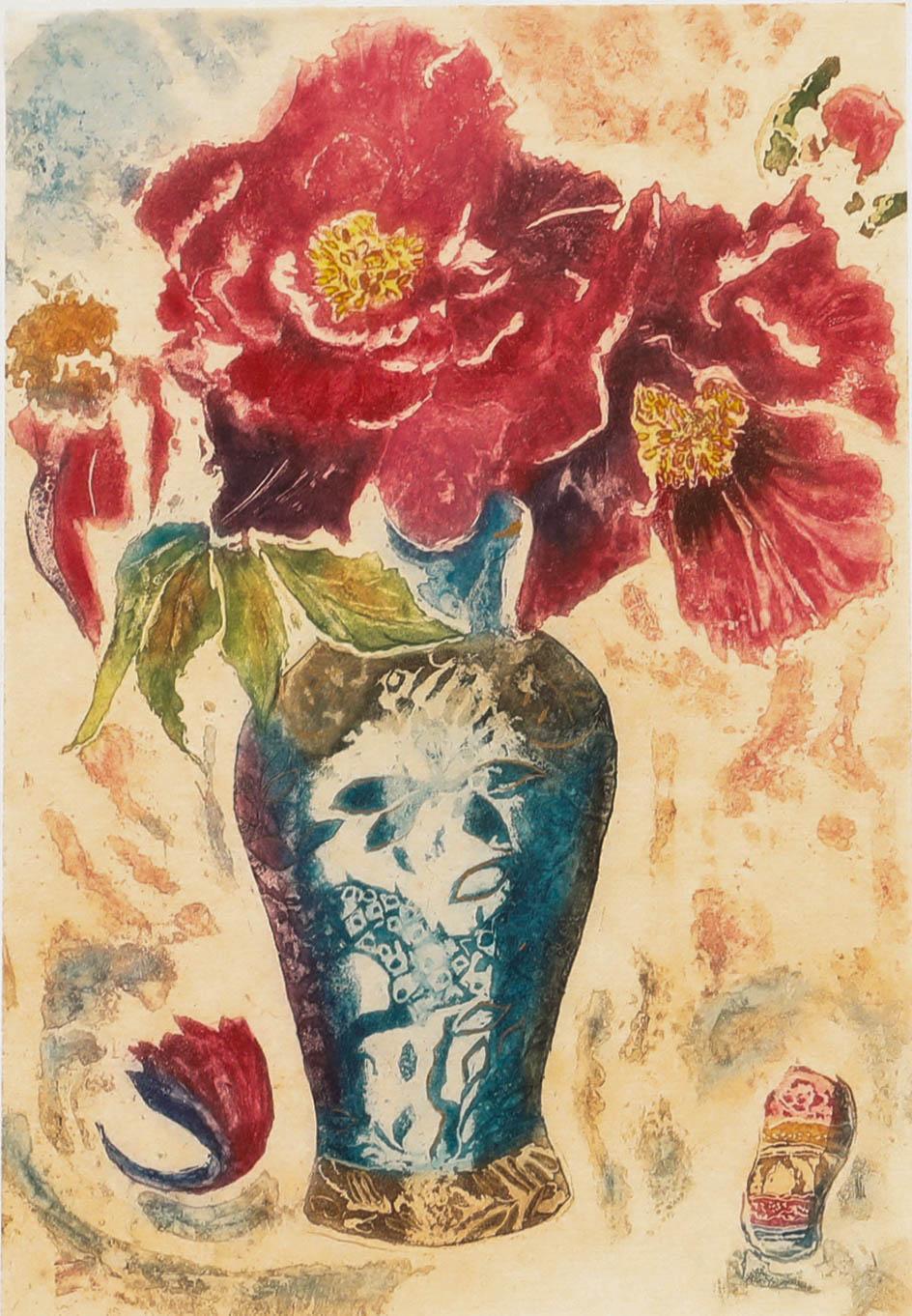 Jenny Devereux (b.1945) - 20th Century Etching, Peony - Print by Unknown