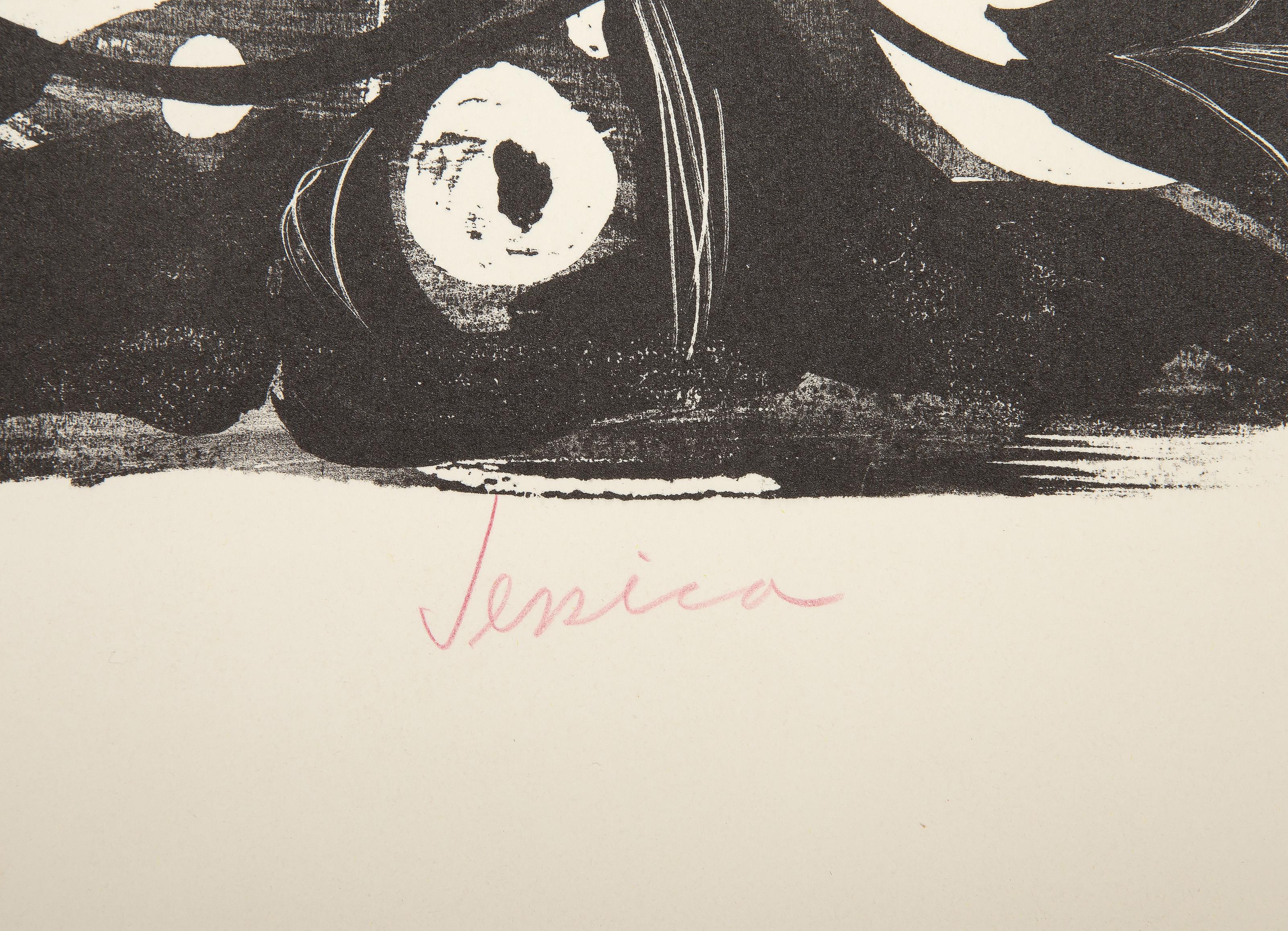 Jessica, litografia surrealista di Peters Paone - Print Surrealismo di Peter Paone
