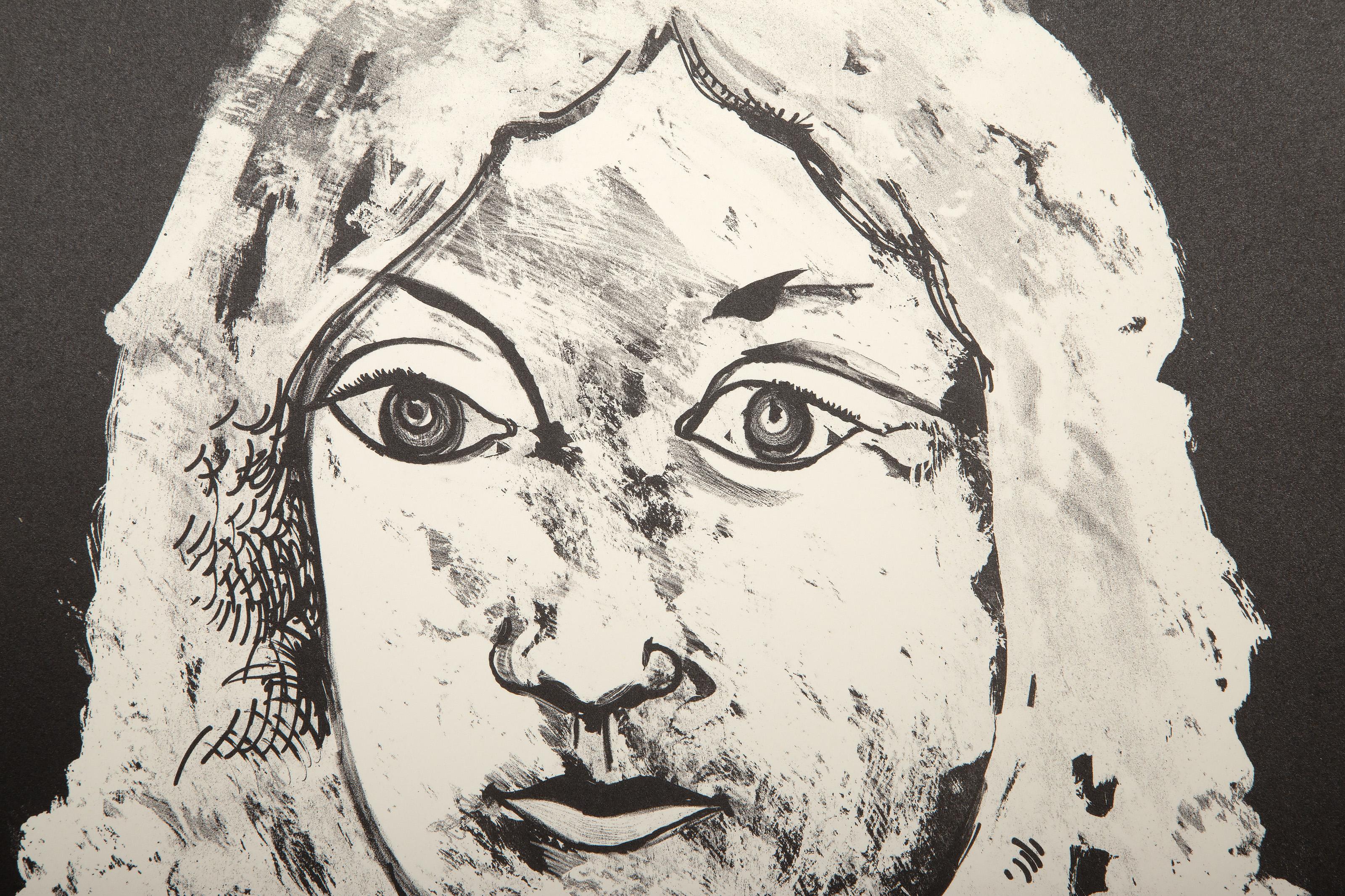 Jessica, litografia surrealista di Peters Paone - Portrait Print Nero di Peter Paone