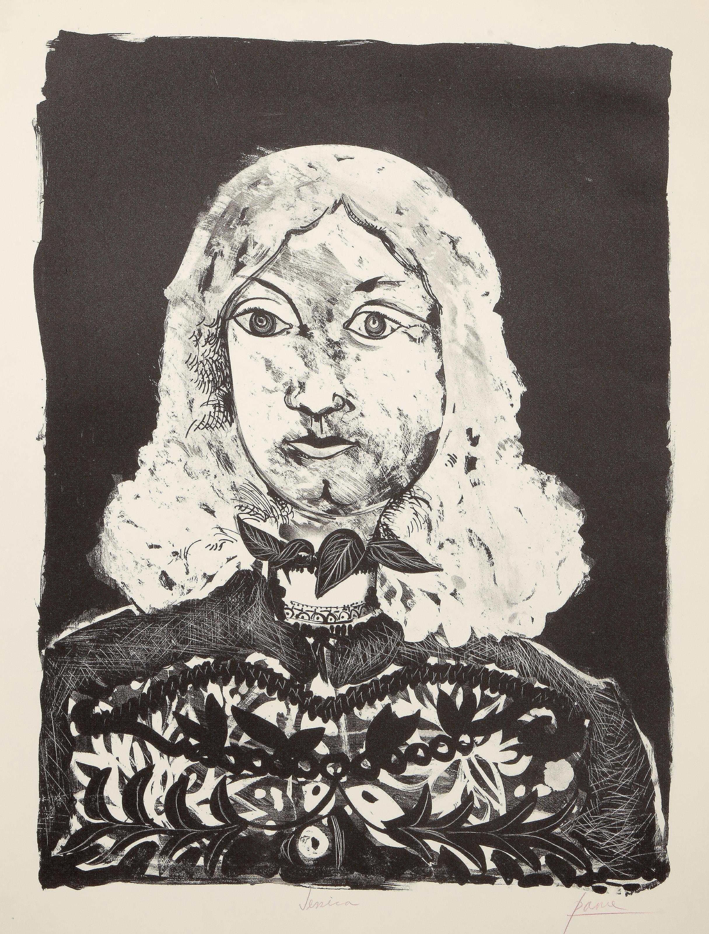 Portrait Print di Peter Paone - Jessica, litografia surrealista di Peters Paone