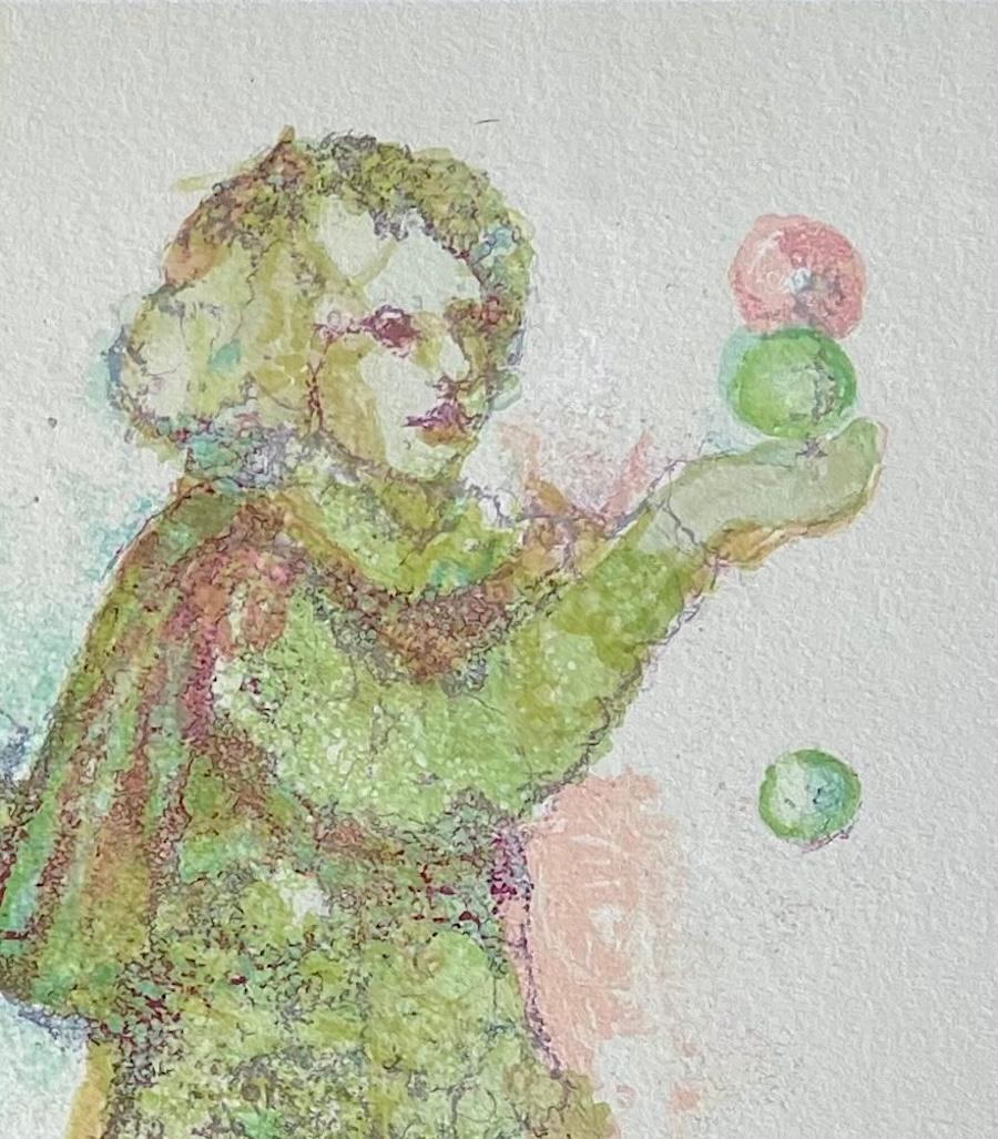 Lithographie signée JESTERS AND JUGGLERS, Shakespeare, couleurs pastel, Greene & Greene - Contemporain Print par Unknown