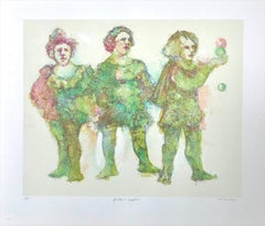 Jesters and Jugglers, Lithograph, Signed Artist Proof, Medieval Shakespeare