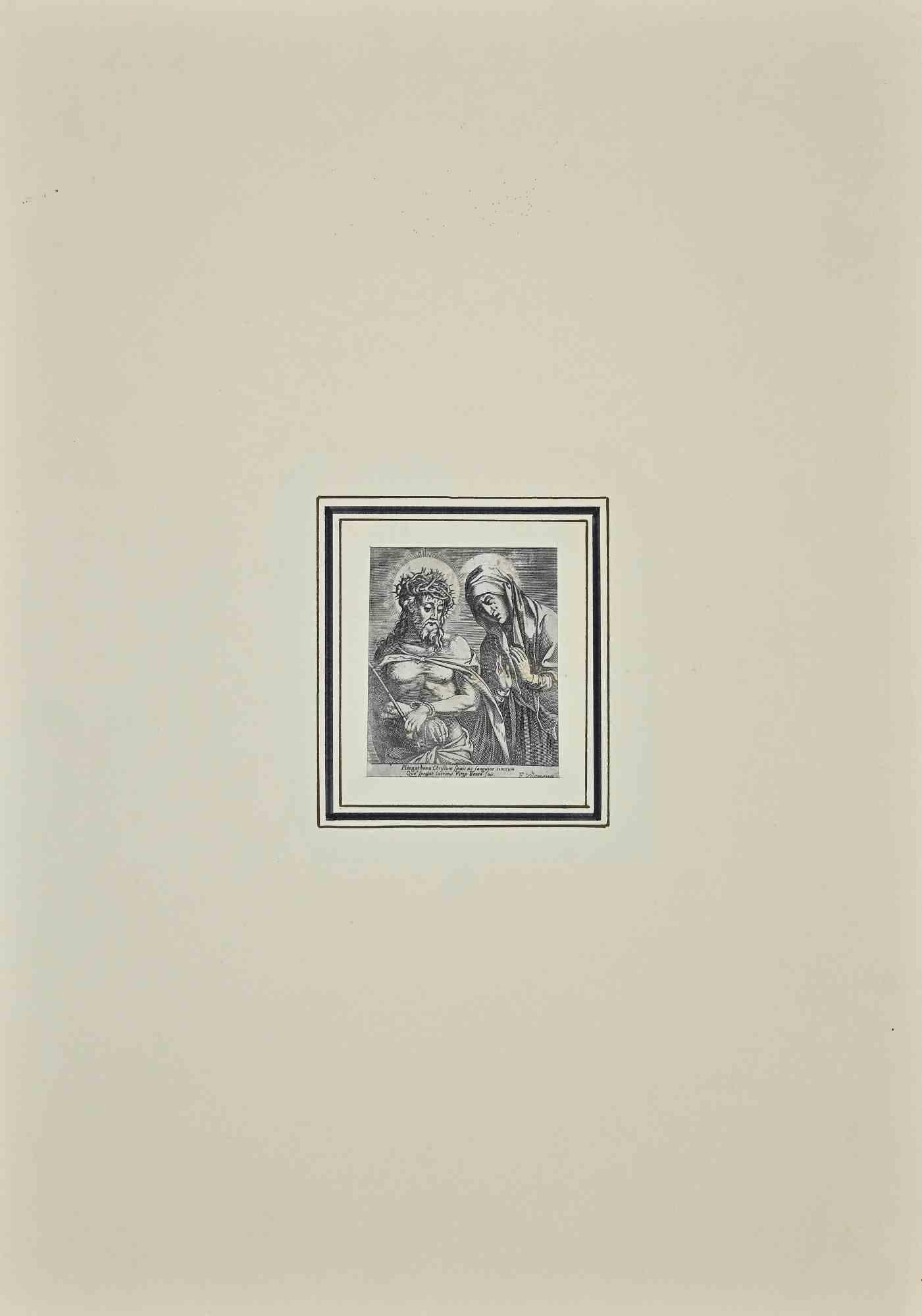 Jesus and Virgin Mary - Etching - Second half of 18th Century - Print by Unknown
