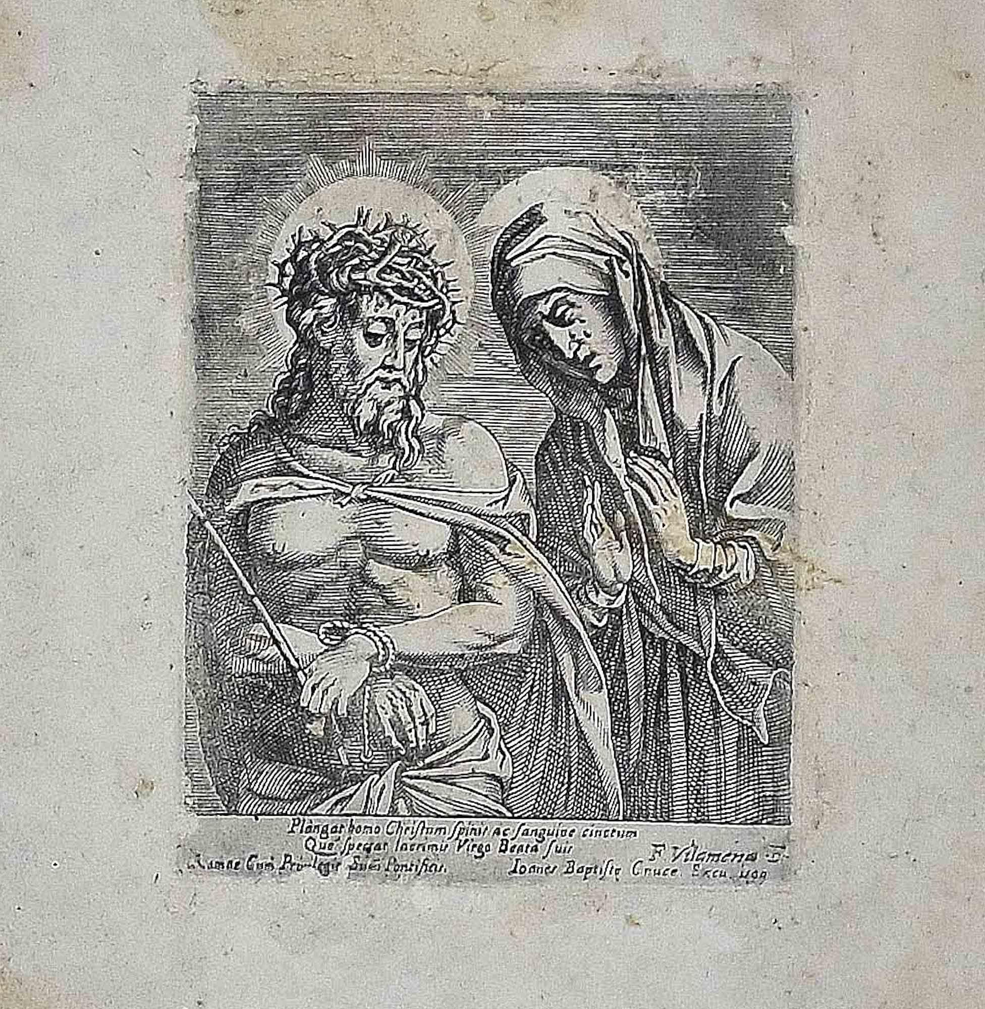Figurative Print Unknown - Jésus et la Vierge Marie - Gravure - Seconde moitié du 18ème siècle
