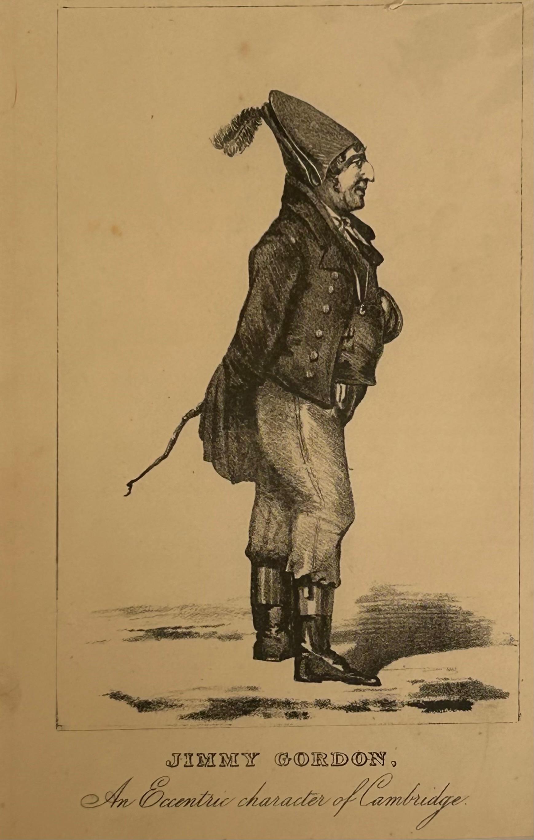 Unknown Figurative Print - Jimmy Gordon - An Eccentric Character of Cambridge