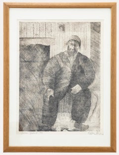Johan Gobert - Gravure encadrée de 1977, Portrait d'un danois