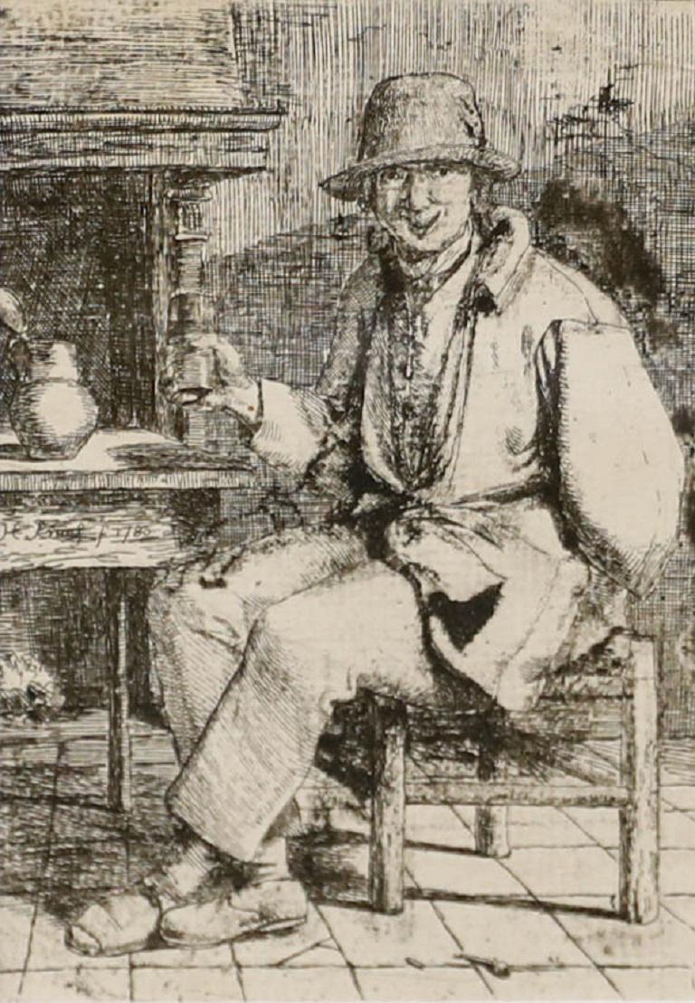 Johannes Huibert Prins (1756-1806) - 1783 Etching, The Drinker - Print di Unknown