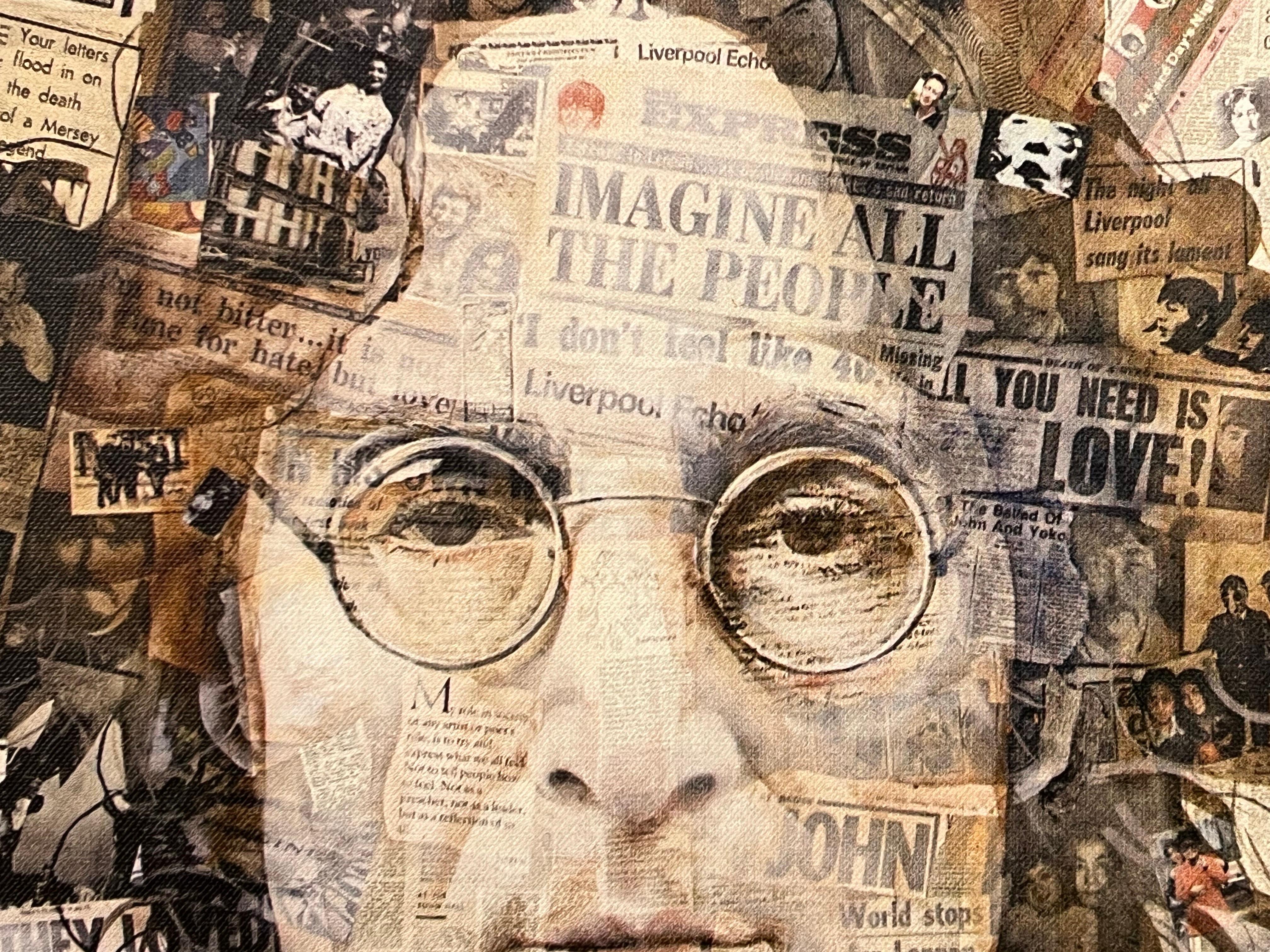 John Lennon Collage Druck auf Leinwand - Kunstwerk basierend auf den Beatles
Englische Schule 

Kunst misst 16 x 20 Zoll 